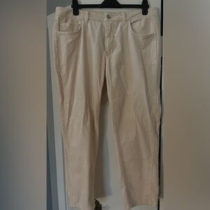 Pilcro Cream Corduroy Cropped Ankle Pants